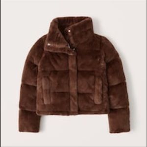 Abercrombie chocolate brown faux fur puffer